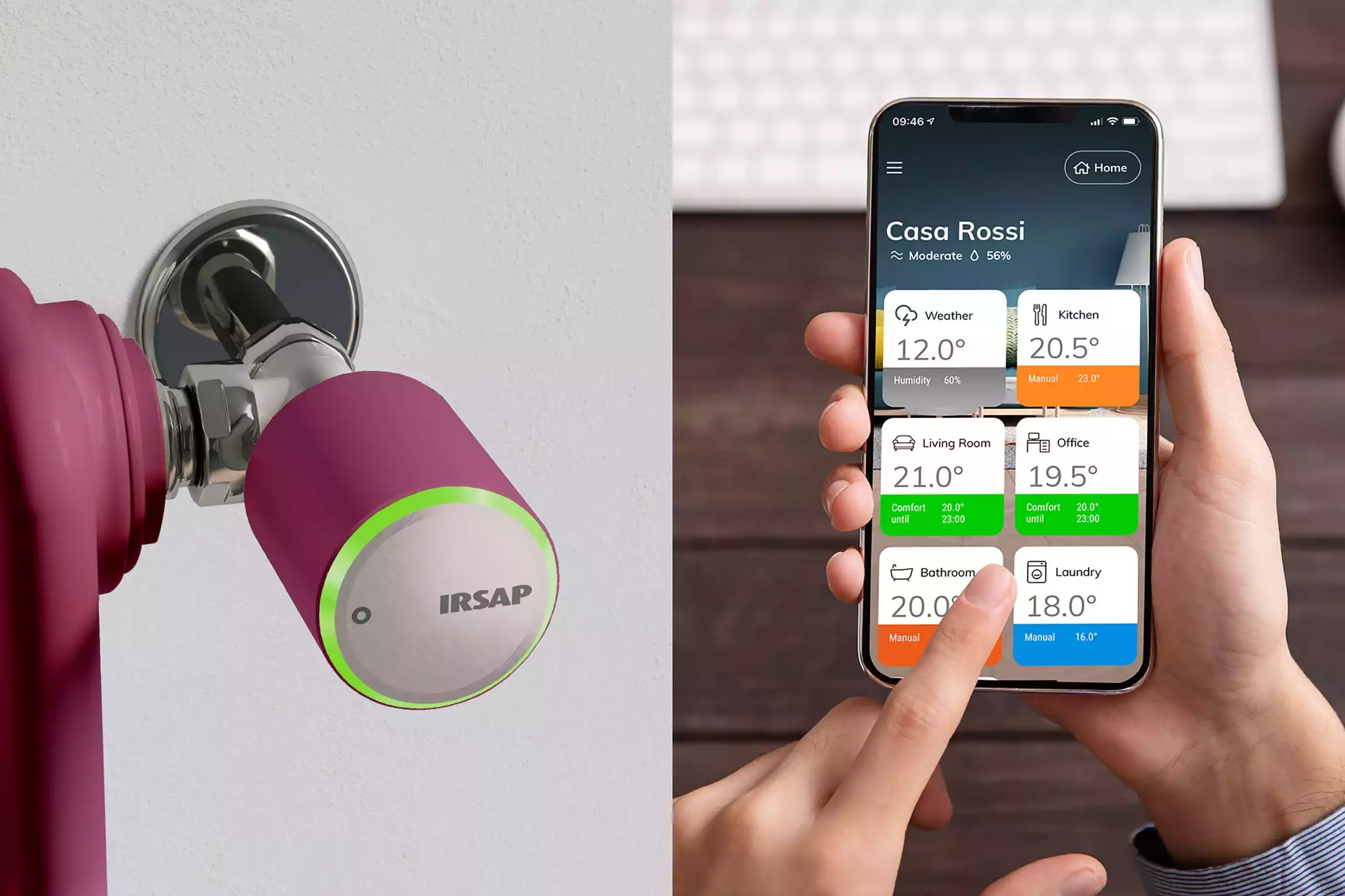 Smart Valve IRSAP NOW, le uniche valvole termostatiche intelligenti disponibili in diverse colorazioni